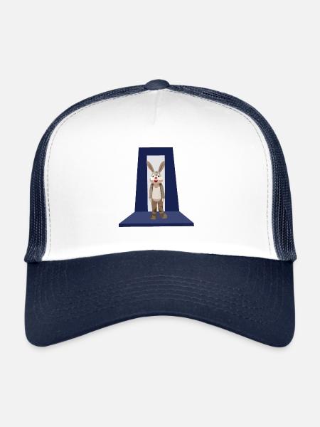 Lapin au nez rouge sur le podium du podium du podium - Casquette trucker  - blanc/marine - Devant