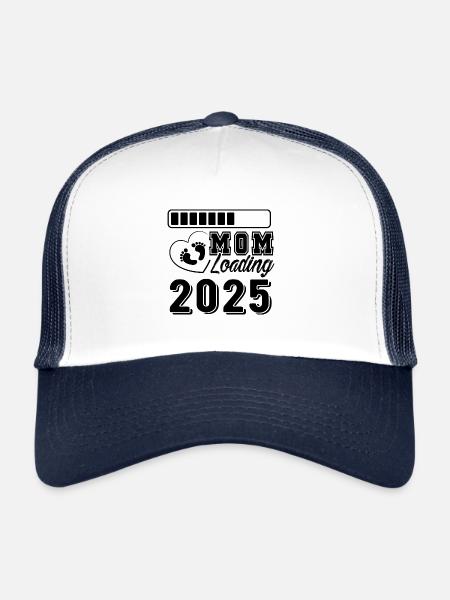 Femme enceinte 2025, bébé sera facturé 2025 - Casquette trucker  - blanc/marine - Devant