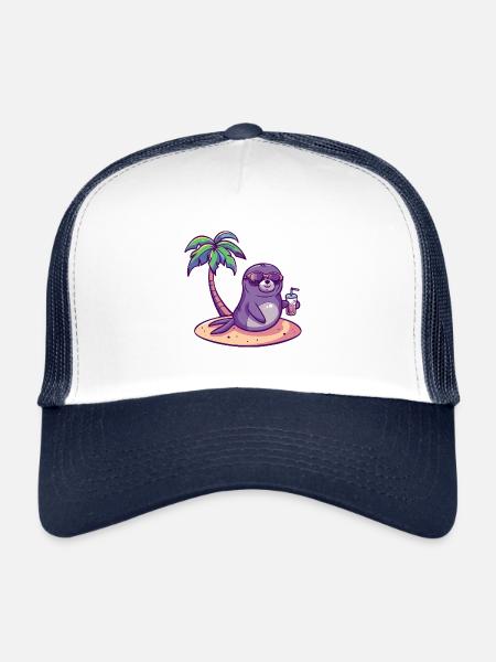 Vacances d’été de phoque - Casquette trucker  - blanc/marine - Devant