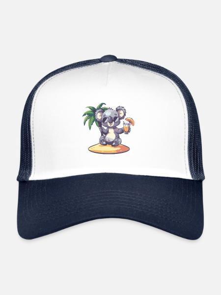Palmier d’été de l’île Koala - Casquette trucker  - blanc/marine - Devant