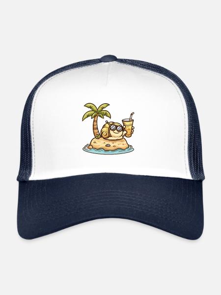 Snail Summer Vacation - Trucker Cap - white/navy - Front