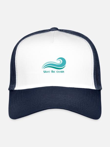 Océan - Casquette trucker  - blanc/marine - Devant