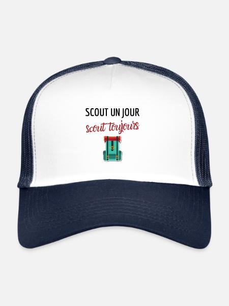 Scout un jour scout toujours - Cadeau Humour drole - Casquette trucker  - blanc/marine - Devant