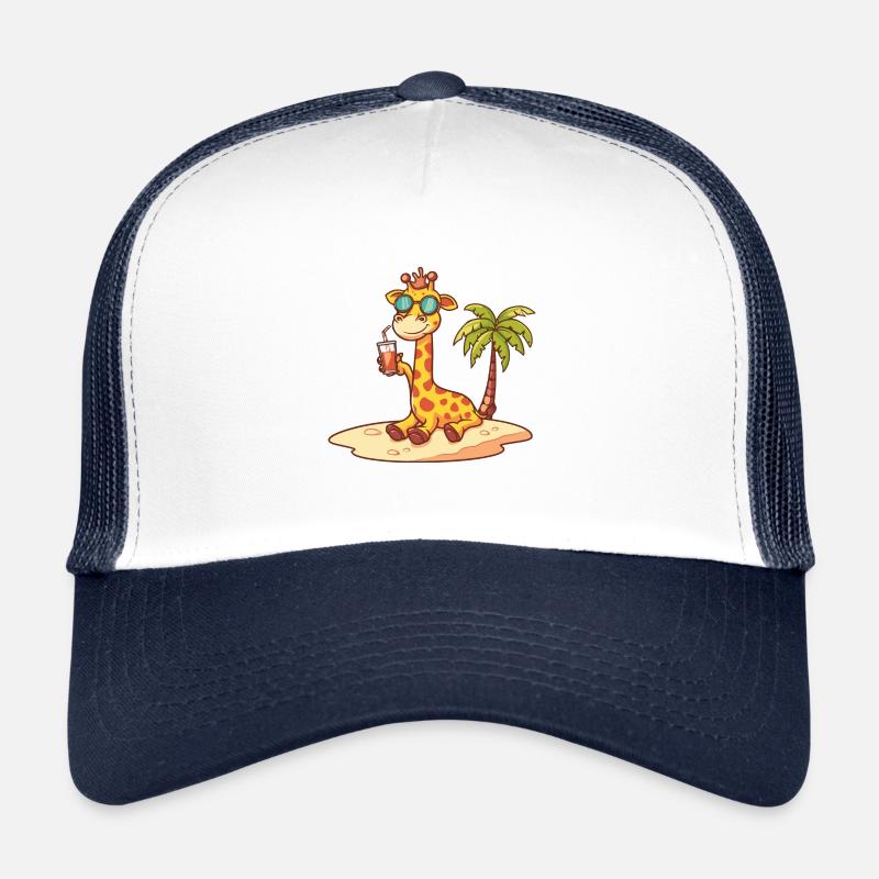 Giraffe Insel Sommer Palme - Trucker Cap - Weiß/Navy