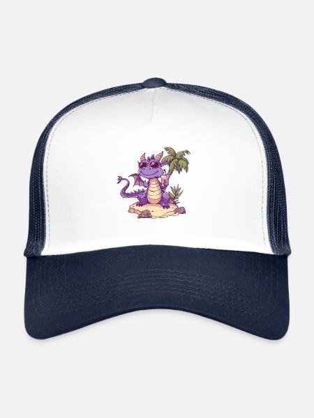 Drache Sommer Urlaub - Trucker Cap - Weiß/Navy - Vorne