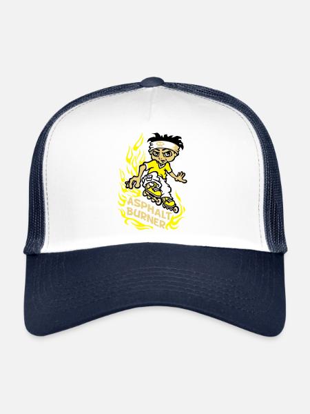 Garçon et rollers en ligne - Casquette trucker  - blanc/marine - Devant