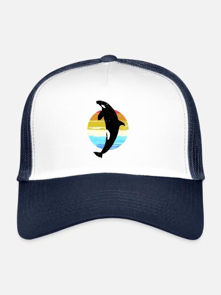 Baleine Orque Épaulard Animal préféré Motif cadeau - Casquette trucker  - blanc/marine - Devant
