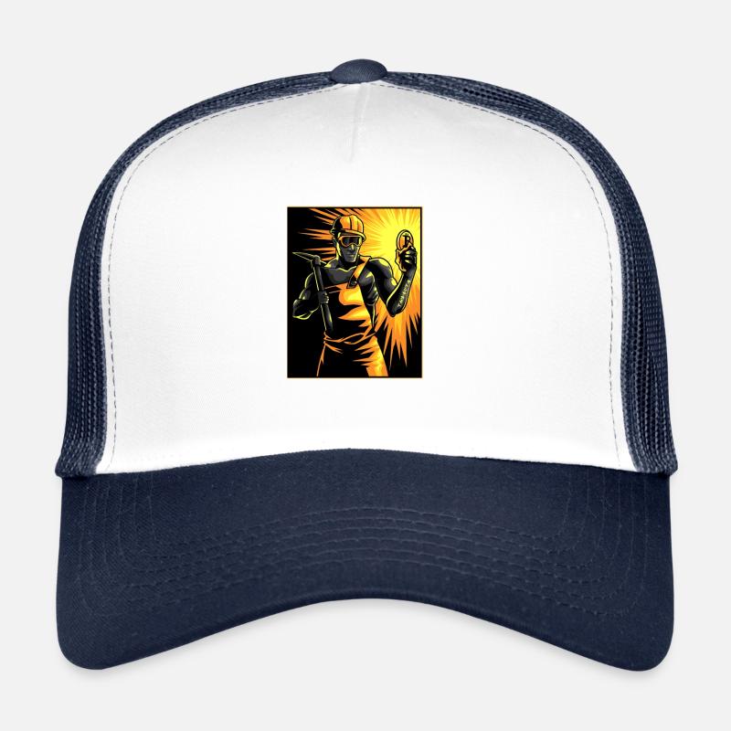 Bitcoin Miner Satoshi Nakamoto BTC Bitcoins Mining - Trucker Cap - Weiß/Navy
