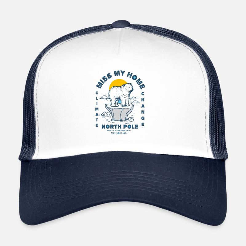 Eisbear Arktis Klimawandel Nordpol Eisschmelze - Trucker Cap - Weiß/Navy