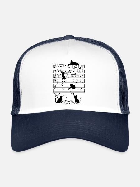 Chats musicaux - Casquette trucker  - blanc/marine - Devant
