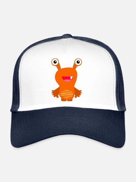 Orange Monster - Trucker Cap - Weiß/Navy