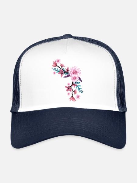 Flowers - Trucker Cap - white/navy - Front