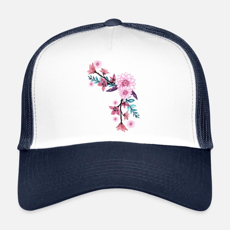 Flowers - Trucker Cap - white/navy