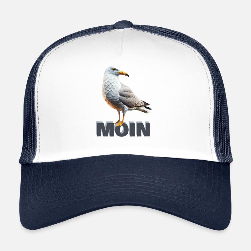 Moin Möwe Seemöwe Polygon Meer - Trucker Cap - Weiß/Navy