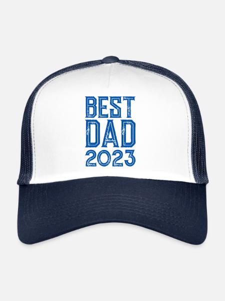 MEILLEUR DAD 2023 - FÊTE DES PÈRES - CADEAU D’ANNIVERSAIRE - Casquette trucker  - blanc/marine - Devant