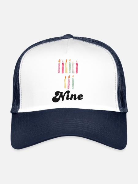 9e anniversaire bougie - Casquette trucker  - blanc/marine - Devant