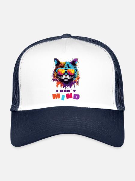 Cool Cat - Ça ne me dérange pas - Casquette trucker  - blanc/marine - Devant
