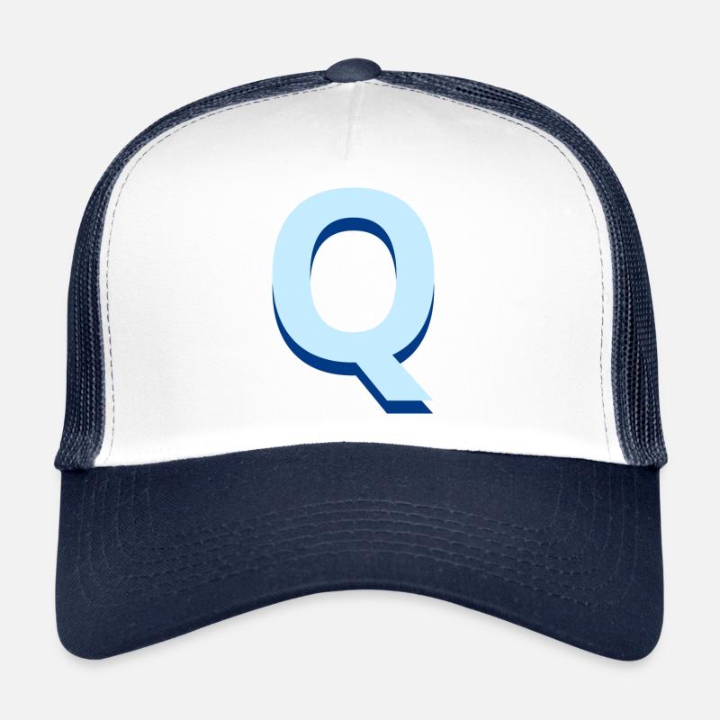 Pop und moderner blauer Buchstabe q Trucker Cap