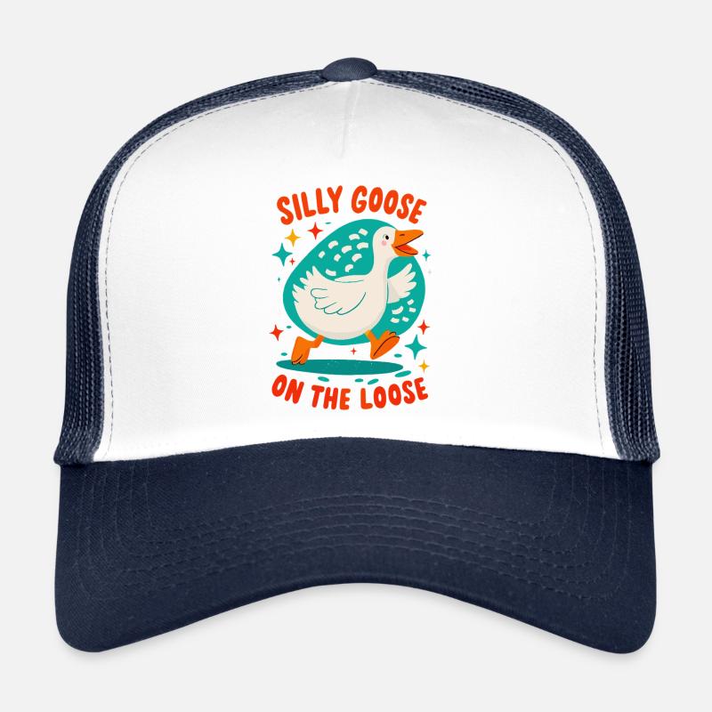 Oie idiote en liberté - Casquette trucker  - blanc/marine