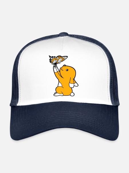 Bunny Butterfly Friends Holding Pretty Beautiful Cute - Trucker Cap - white/navy - Front