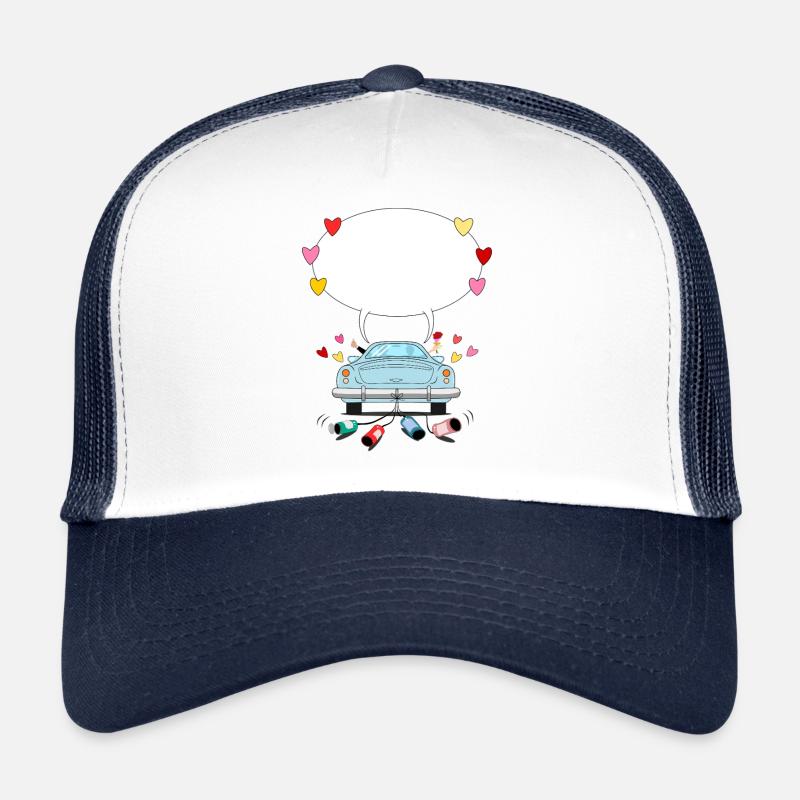 Wedding car with speech bubble in turquoise Trucker Cap