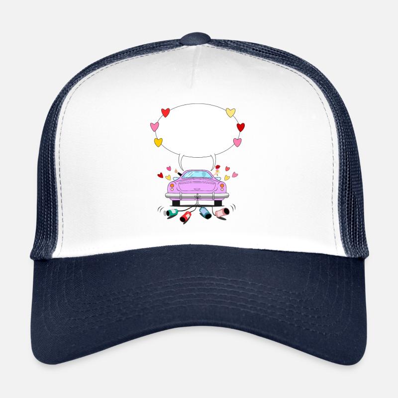 Wedding car with speech bubble in pink Trucker Cap