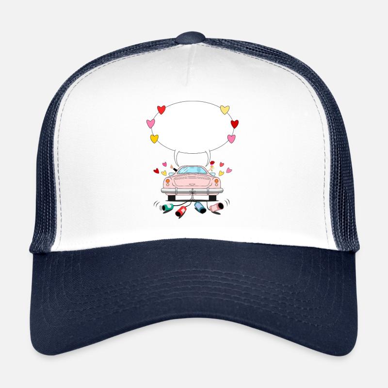 Wedding car with speech bubble in pink Trucker Cap