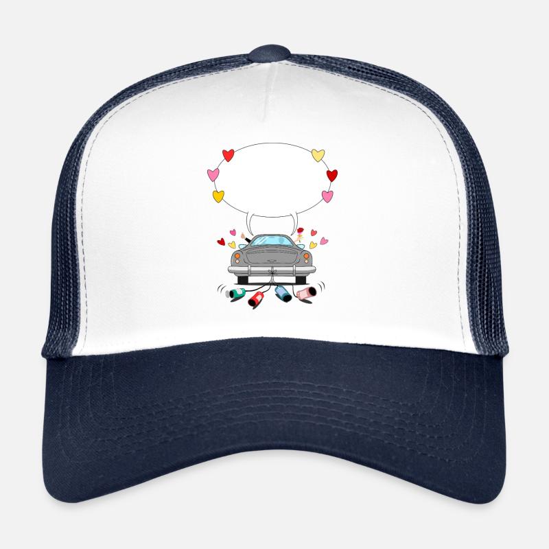 Hochzeitsauto mit Sprechblase in Grau Trucker Cap