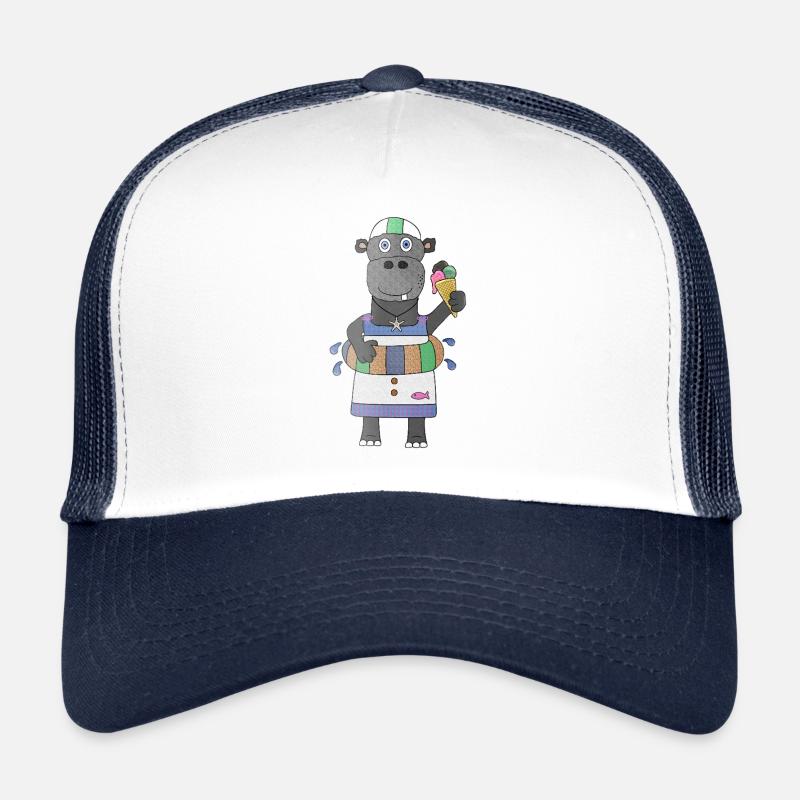 Plansch Hippo Lustiges Nilpferd im Sommermodus Trucker Cap