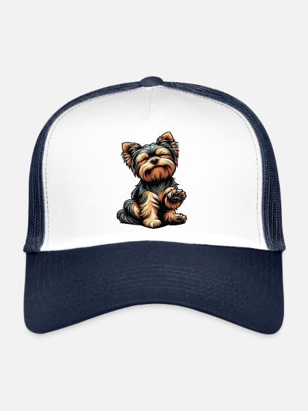Yorkshire Terrier Yorkie Propriétaire Yorkie Yorkies - Casquette trucker  - blanc/marine - Devant