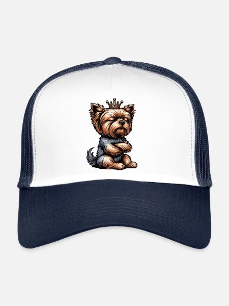 Yorkshire Terrier Yorkie Propriétaire Yorkie Yorkies - Casquette trucker  - blanc/marine - Devant