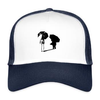 Umbrella Girl Streetart - Trucker Cap - Weiß/Navy - Vorne