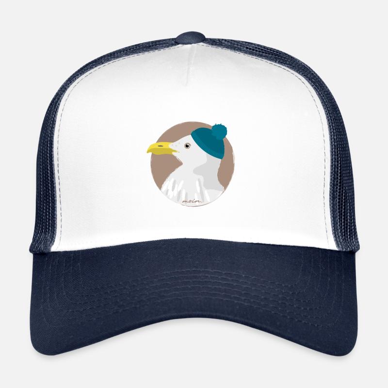Möwe blaue Mütze | moin - Trucker Cap - Weiß/Navy