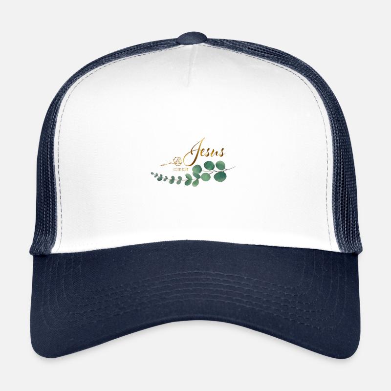 beloved font with rose eucalyptus Jesus - Trucker Cap - white/navy