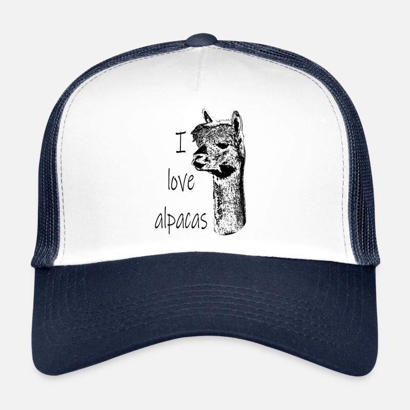 süßes, knuffiges Alpaka - Trucker Cap - Weiß/Navy