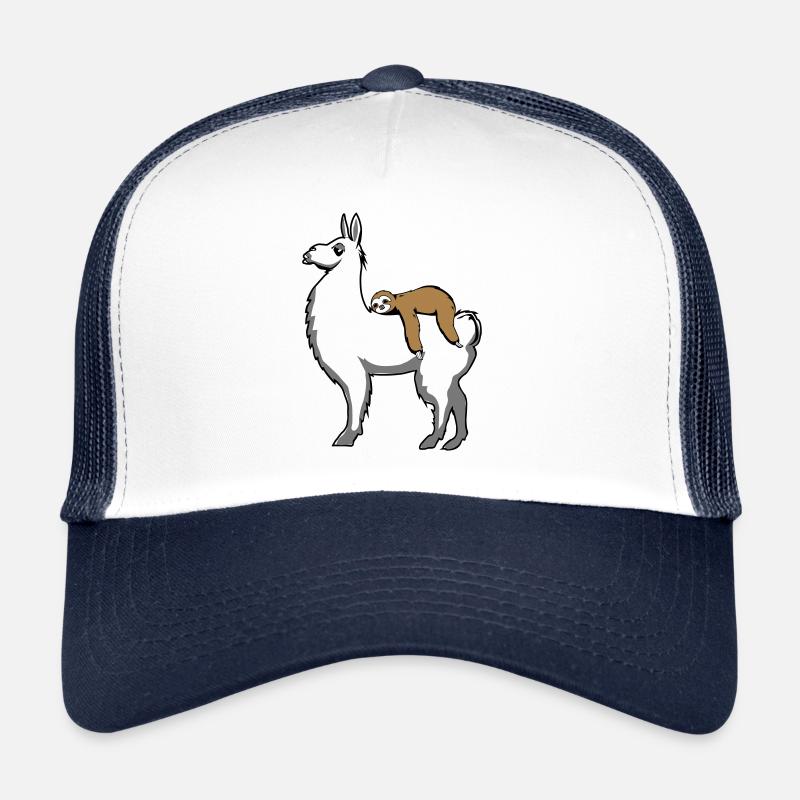 Lama und Faultier - Trucker Cap - Weiß/Navy