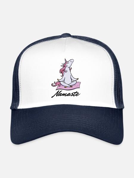 Yoga Unicorn | Namaste Rainbow Meditation - Trucker Cap - white/navy - Front