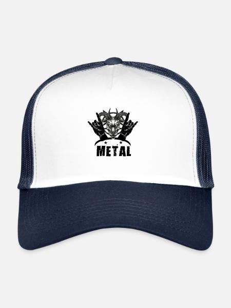 metal music - Trucker Cap - white/navy - Front