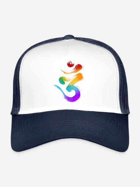 Symbole de yoga - Casquette trucker  - blanc/marine - Devant