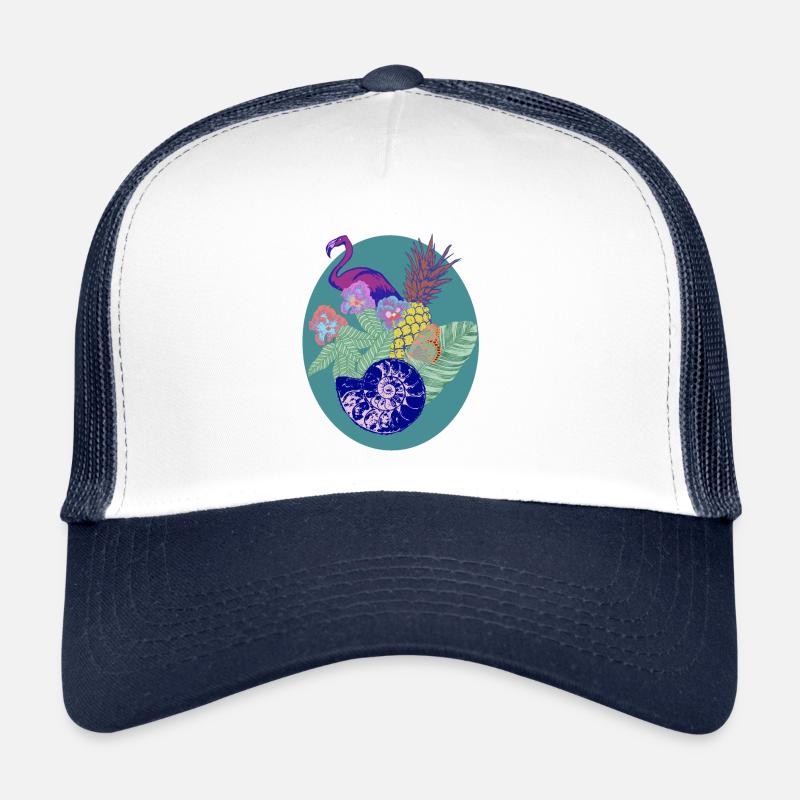 flamingo, pineapple and shell Trucker Cap