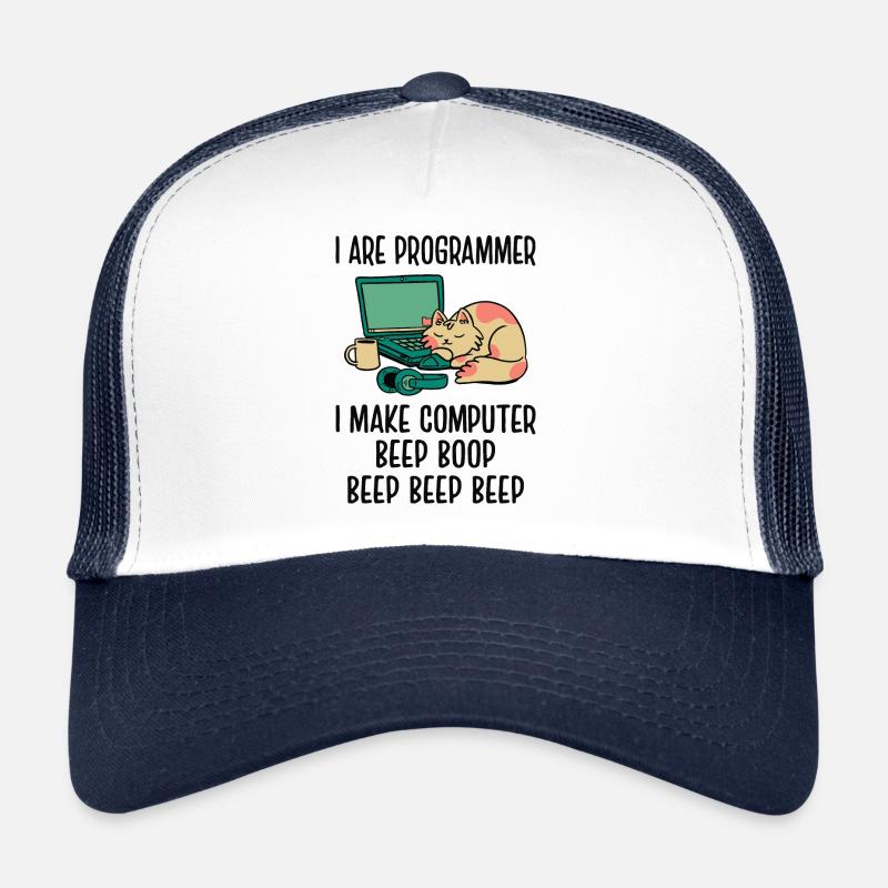 I Are Programmer I Make Computer Beep Bop Coder So - Trucker Cap - Weiß/Navy