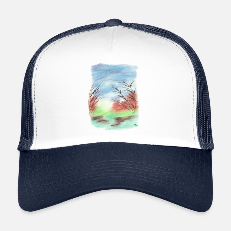 Strand/Düne Blau-/Grüntöne (Pastellkreide) Trucker Cap