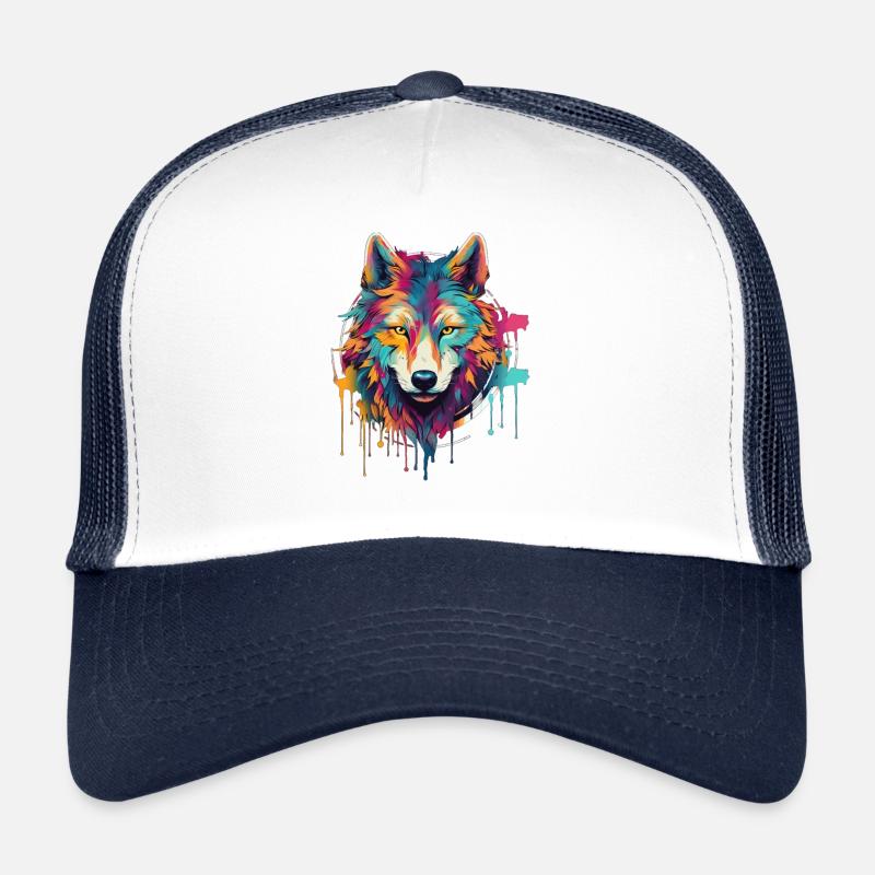 Artistic Chaos Wolf Circle - Trucker Cap - white/navy