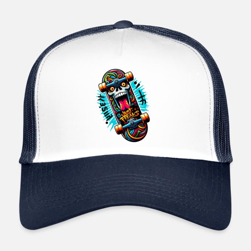 Just Freaks - Skate Board Sk8 Graffiti Skull Trucker Cap