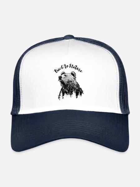 Bear longs for forest and nature - Trucker Cap - white/navy - Front