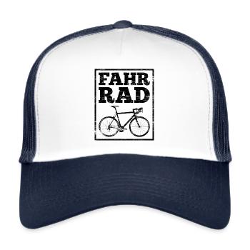 Fahr Rad - Trucker Cap - Weiß/Navy - Vorne