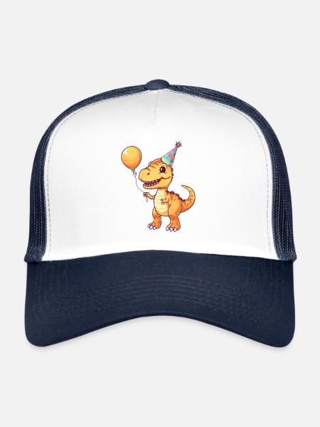 Dinosaur T-Rex Birthday Comic - Trucker Cap - white/navy - Front