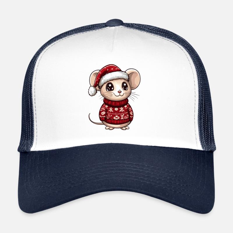 Maus Weihnachten Comic - Trucker Cap - Weiß/Navy