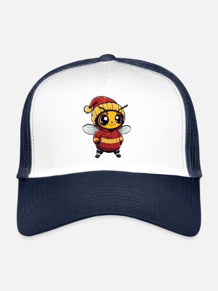 Bee Christmas Comic - Trucker Cap - white/navy - Front
