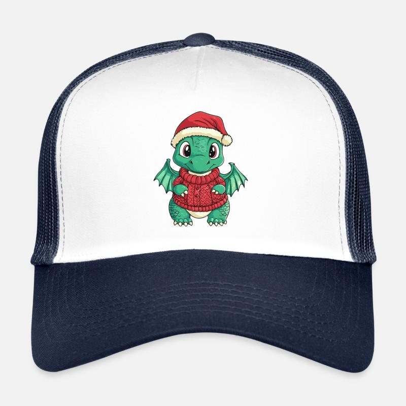 Drache Weihnachten Comic - Trucker Cap - Weiß/Navy